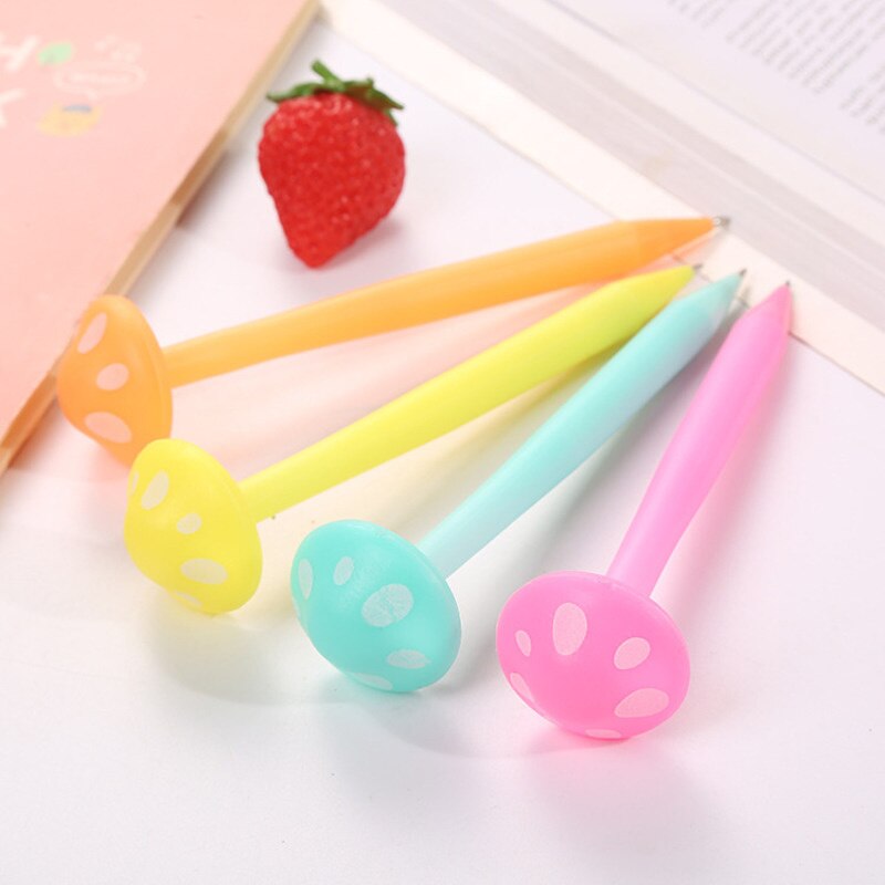 4 PCS Lytwtw&s Cute Cartoon Candy Color Mushroom Press Automatic Mechanical Pencil School Office Supply Student Stationery Gift